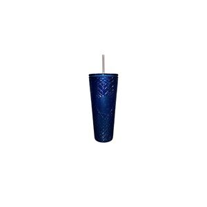 Starbucks Blue Grid Textured Venti Acrylic Tumbler with Straw